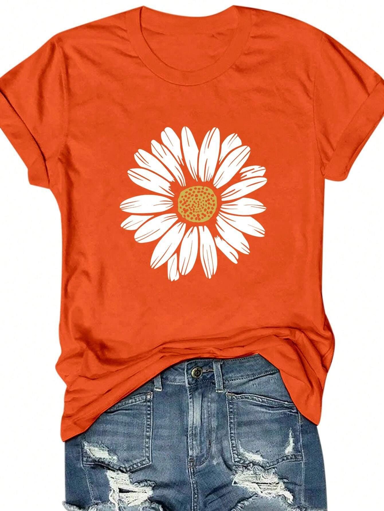 Back-to-School Outfit Ideas: Cute and Affordable Campus Looks from SHEIN Picks 5 The Everyday Graphic Tee Floral Daisy Print T Shirt